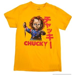Chucky Adult Yellow Japanese‎ Slasher Child's Play short Sleeve T-Shirt Small